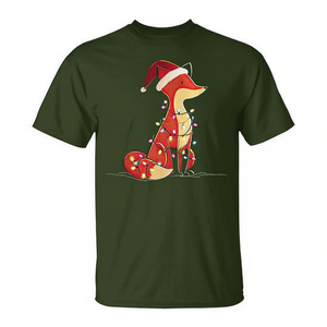 T-shirt graphique animalier avec lumières de Noël Fox, unisexe pour adultes - Product Image 2