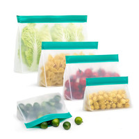Sacs de rangement lavables et réutilisables, 200 pièces, sans BPA, sac de rangement écologiques avec fermeture éclair pour tasses, sacs de stockage des aliments pour Snacks pva avec support
