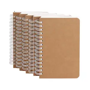 Kraft Cover Lay Flat Spiral Notebooks 180 Ruled Blank Pages Small Pocket Size Notebooks for Writing Drawing Note Taking