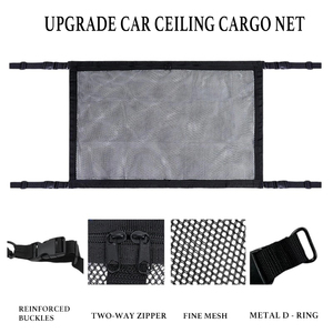 Mise à niveau du plafond de la voiture Filet de chargement 31.5 "x 21.6" Organisateur de rangement sur le toit de la voiture Camion SUV Van Voyage <span class=keywords><strong>Camping</strong></span> Accessoires d'intérieur - Product Image 6