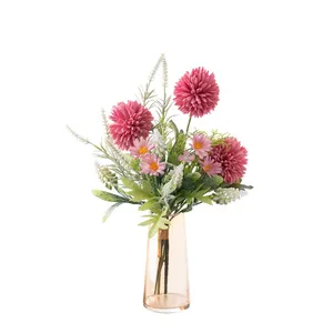 CF01285A Dandelion Ball Chrysanthemum Artificial Flower Bouquet MINI DIY Bunch Flowers Decoration For Home Table Office Party