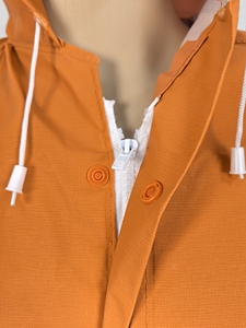 Conjunto Impermeable de <span class=keywords><strong>2</strong></span> Piezas al por Mayor, Chaqueta Impermeable con Capucha Desmontable y Pantalones de Peto, PVC Poliéster Durawear, Ropa Impermeable Naranja para Viajes - Product Image 6