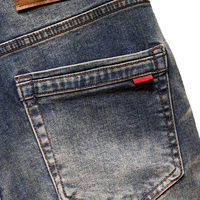 Pantalon en jean slim pour homme, style streetwear italien, effet usé, avec patchs artistiques, coupe motard, personnalisable