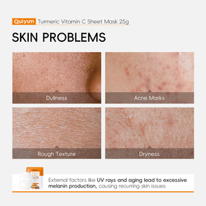 Masque facial éclaircissant au curcuma et à la vitamine C, format voyage 25 ml, hydratant en profondeur, blanchissant et hydratant, masque en tissu pour le visage, vente en gros - Product Image 4