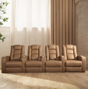 Sillón de Cine de Cuero Azul de Lujo, <span class=keywords><strong>Tres</strong></span> Plazas, con Movimiento, Reclinable Dinámico, Asientos de Cine en Casa, Silla de Cine VIP con Consola - Product Image 6