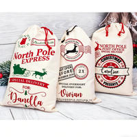Sac de Noël personnalisé en toile grand format 50*70CM, motif Pôle Nord Express, avec cordon de serrage, pour collection de Noël
