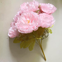 T-FT077 Grosir Murah Buket Bunga Peony Sutra Buatan 7 Tangkai Besar untuk Dekorasi Pernikahan, Natal, dan Pesta Kembali ke Sekolah