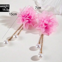 Pendientes de tela con flores de colores al por mayor Jingyue, pendientes colgantes de pétalos grandes exagerados para mujer, joyería al por mayor