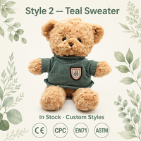 Boneka Beruang Teddy Super Lembut dari Bahan Beludru Mawar dengan Berbagai Pakaian Sweater Rajut, Hadiah Ulang Tahun untuk Mengurangi Stres, MOQ Rendah
