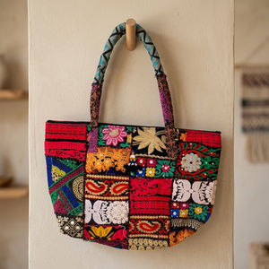 Sac à main de soirée pour femme en cuir véritable de style culturel indien, avec fermeture éclair, imperméable, pliable, grande capacité, portable et léger - Product Image 1