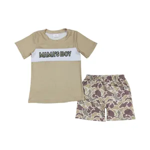 Kids Garments Factory Wholesale 2024 Hot sale New Baby Boys Summer Father's Day Outfit Daddy's Boy Camouflage Shorts Outfit