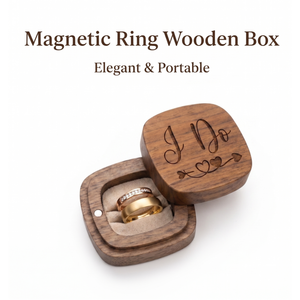 Magnetic Wooden <b>Ring</b> <b>Box</b> Engraved I Do Square Elegant Jewelry Storage wood <b>ring</b> <b>box</b> for Weddings - Product Image 1