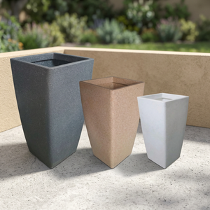 Pot de fleurs moderne en plastique sablé de haute qualité, durable, écologique, léger, grand et carré - Product Image 1