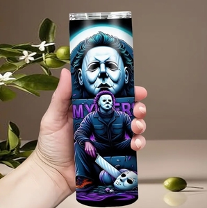 Halloween <span class=keywords><strong>Michael</strong></span> myer 20oz in acciaio inossidabile ODM OEM pacchetto SublimationPrinting a colori personalizzato bicchiere isolato con paglia - Product Image 5