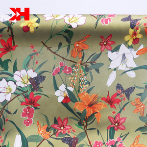 Kahn vendita calda morbida liscia fiore 85gsm chiffon del poliestere di stampa su tessuto di seta 100% di <span class=keywords><strong>raso</strong></span> puro - Product Image 4