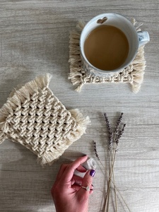 Handmade Knitted Cotton <b>Square</b> <b>Placemat</b> Bohemian Geometric Pattern Medium Thickness Home Decor - Product Image 2