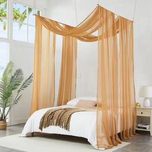Vente en gros de rideaux de <span class=keywords><strong>lit</strong></span> modernes en mousseline de soie 140*550cm rideau à baldaquin pour la décoration de la chambre à coucher - Product Image 5