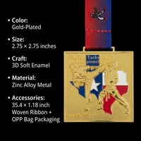 Médaille commémorative personnalisée carrée en métal doré, médaille de championnat d'arts martiaux avec ruban pour les événements sportifs de Taekwondo