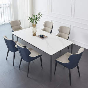 Table à manger élégante en acier inoxydable marbre Ensemble de salle à manger moderne pour la maison Dernière collection - Product Image 3