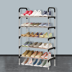 <span class=keywords><strong>Zapatero</strong></span> Metálico Negro de Varias Capas <span class=keywords><strong>con</strong></span> Puerta Antipolvo, Armario de Doble Estante, Ahorro de Espacio, Fácil de Montar, para Sala de Estar o Dormitorio - Product Image 1