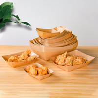 Plateau en papier kraft jetable de qualité alimentaire, personnalisé et imprimé, pour restaurant, frites et autres snacks frits