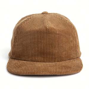 Vente en gros Chapeau Snapback 5 panneaux en velours côtelé avec bord plat et logo personnalisé Chapeau Snapback OEM vintage extérieur - Product Image 2