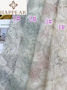 Tissu en tulle coloré esthétique HAPPEAK, tissu en <span class=keywords><strong>dentelle</strong></span> à haute densité, broderie de fleurs à paillettes pour vêtements de danse - Product Image 5