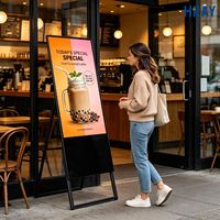 HRAY Letrero Digital Portátil con Marco en A de 32 Pulgadas, Pantalla IPS con Ángulo de Visión Amplio de 178° para Cafeterías, Menús de Comida, Compatible con OEM y ODM