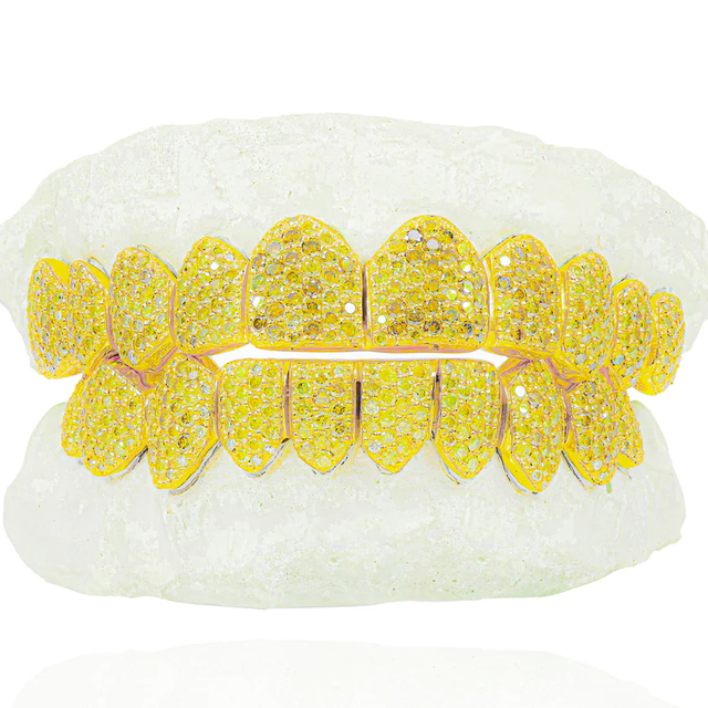 Custom Opal Gemstone Bule Yellow VVS Moissanite Hip Hop Grillz Top or Bottom Six 10K 14K 18K Gold Natural Iced Out Grillz