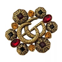 Broche vintage en diamants colorés, plaqué or cuivre, bijou fantaisie, épingle décorative pour fête, cadeau, modèle ZJ-26, vente en gros