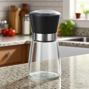 Máy xay muối và hạt tiêu thủy tinh được thiết lập với cơ chế nghiền gốm cho Nhà hàng sử dụng thương mại màu đen và trắng - Product Image 2