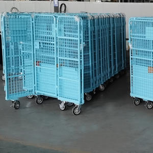 Jaula metálica de rejilla de doble puerta de partición de carro de logística plegable del fabricante de suministro directo para almacenamiento de carga de equipos - Product Image 3