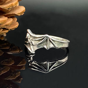 유니섹스 고급 주얼리 고딕 악마 박쥐 날개 반지, 황동 해골 발톱 로듐 14K 금도금, 결혼식 또는 할로윈 선물용 - Product Image 3