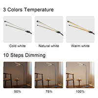 Lámpara LED de pie moderna de doble cabeza, Metal, 3 temperaturas de color, 10 pasos de atenuación, sala de estar Control remoto táctil para, dormitorio, Hotel