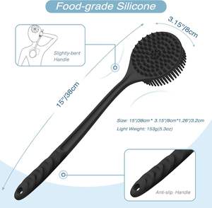 Silicone <b>Scrubber</b> Brush Kit for Shower Thick Bristles <b>Body</b> <b>Scrubber</b> with Long Handle Shower Brush for Skin Exfoliating & Massage - Product Image 2