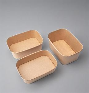 Prix de gros 500 650 750 1000ml Bol d'emballage alimentaire rectangulaire en papier kraft argent et or au micro-ondes avec couvercles - Product Image 3