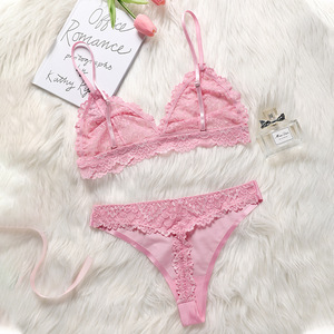 Conjunto de Lencería de Encaje Estilo Europeo Americano, Sexy, Transpirable, Sin Costuras, Sujetador Sin Varillas, Tirantes Ajustables, Tejido de Nailon - Product Image 3