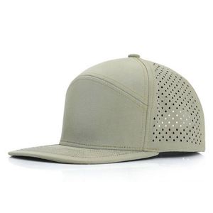 Wholesale Oem Custom High Quality 7 Panel <b>Flat</b> Bill PVC Patch Logo Sport Snapback Cap Waterproof Laser Cut Hole Perforated <b>Hat</b> - Product Image 4