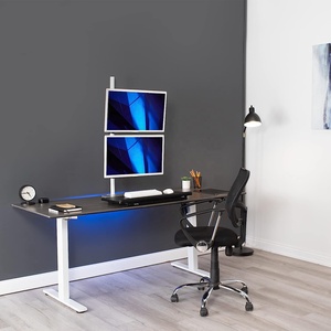 Extra Tall Vertically Stacked Dual Monitor Desk <strong>Mount</strong> <strong>Stand</strong> Fully Adjustable Extended Arms Monitor Bracket - Product Image 5