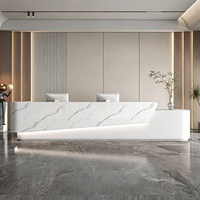 Comptoir de réception de bureau personnalisé, long et moderne, avec éclairage LED pour entreprise, hôtel, salon