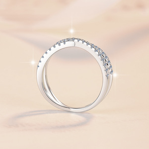 Anillo <span class=keywords><strong>de</strong></span> Diamantes Moissanite en Forma <span class=keywords><strong>de</strong></span> X, Elegante y a la Moda, para Mujer, Anillo <span class=keywords><strong>de</strong></span> Plata <span class=keywords><strong>de</strong></span> Ley S925, Venta al por Mayor - Product Image 3