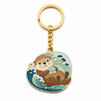 Porte-clés personnalisé en émail dur sur le thème des animaux marins, plaqué or de qualité supérieure, en alliage de zinc, souvenirs d'otter et de tortue pour cadeau et collection