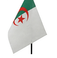 Drapeau de table Algérie 4''x6'' (10x15cm) avec mât de 10'' et base en plastique noir – Mini drapeau portable pour bureau/bureau à domicile, idéal pour les réunions de famille/fêtes