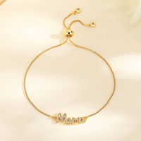 Oro Bijouterie Vente en gros de zircone cubique plaqué or 18 carats, bracelet à lettres coulissant, bijoux de mode pour femmes