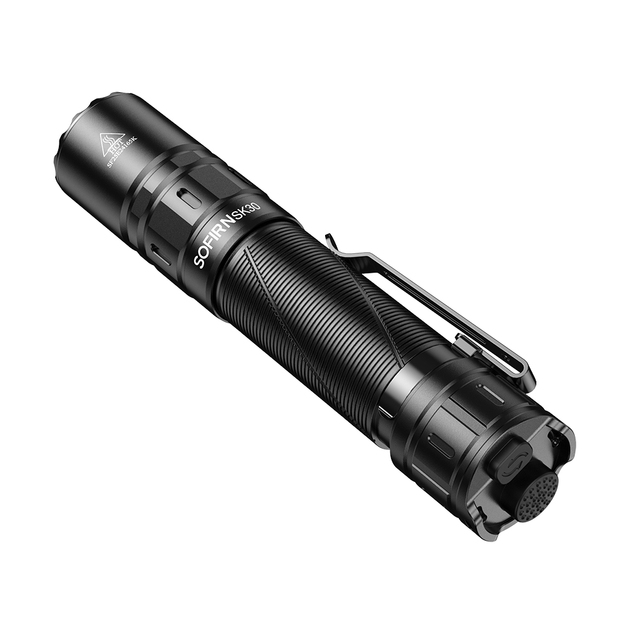 SOFIRN SK30 Tactical Rechargeable Flashlight 3000 High Lumen Pocket Flashlight Torch Light Long Range with Dual Tail Switches