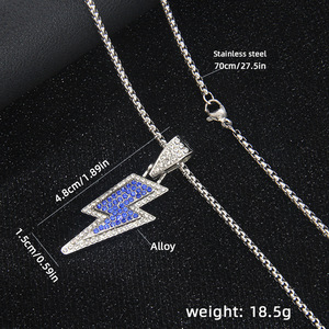 Collier Pendentif Zircon Éclatant Style Hip Hop en Acier Inoxydable avec Chaîne Micropavée Effet Diamant pour Hommes et Femmes - Product Image 5