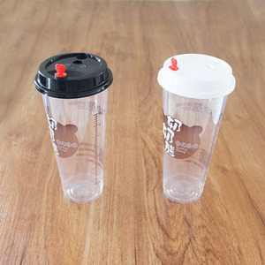 Cups Plastic Custom Logo Smoothie Disposable Plastic Babo Milktea Cups Bubble Tea Cup With Lid