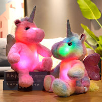 Jouet en peluche créatif Kawaii, licorne assise brillante colorée scintillante ailes d'ange jouet en peluche LED cadeau de noël