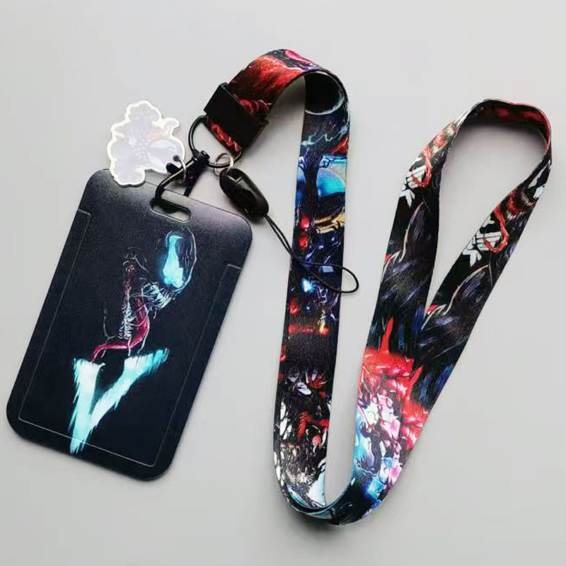 Anime Cool Cartoon Marvel Venom Lanyards Plastic ID Name Badge Card Holder Kids Gifts Campus Student Card Case Accessories Image 2