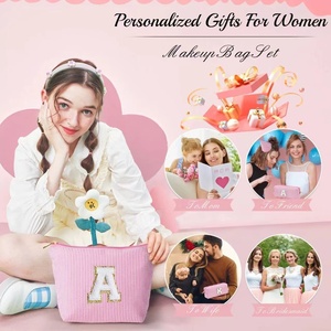 Paquete de 2 Bolsas Cosméticas de Algodón con Cierre de Cremallera y Logotipo Personalizado, Diseño Portátil, Gran Capacidad, Almacenamiento de Viaje - Product Image 2